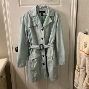 Pale blue spring trench coat